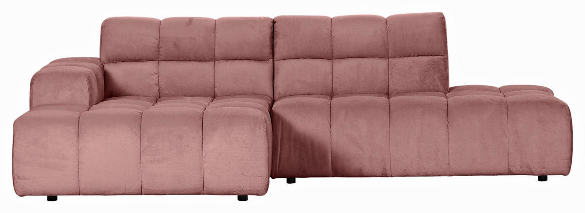 HÖRNSOFFA i plysch rosa  - svart/rosa, Klassisk, textil/plast (155/282cm) - MID.YOU