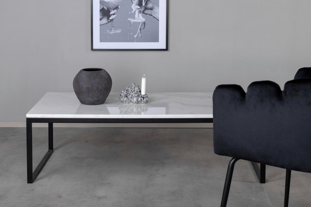 COUCHTISCH in Metall, Stein 120/60/36 cm  - Schwarz/Weiß, Design, Stein/Metall (120/60/36cm) - Livetastic