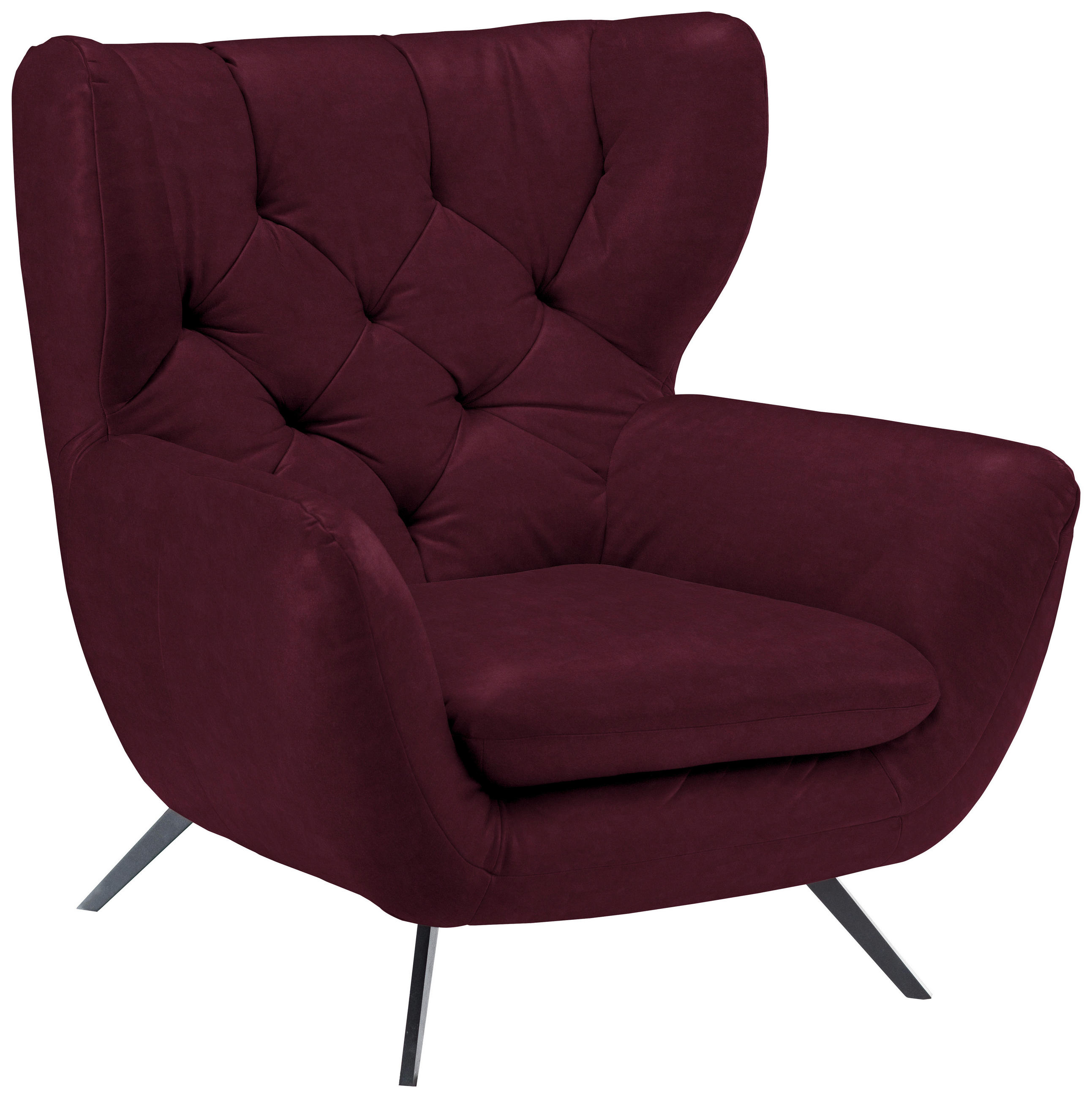 CHESTERFIELD-SESSEL Mikrofaser Beere  - Beere/Schwarz, Design, Textil/Metall (100/106/95cm) - Pure Home Lifestyle