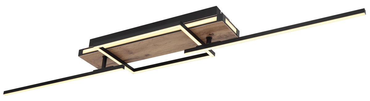 LED-DECKENLEUCHTE 40 W    120/88/12 cm  - Dunkelbraun/Opal, Design, Holzwerkstoff/Kunststoff (120/88/12cm) - Globo