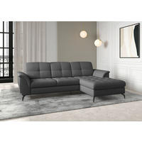 ECKSOFA ZORA E Dunkelgrau Flachgewebe  - Dunkelgrau/Schwarz, MODERN, Textil/Metall (262/164cm) - Sit & More