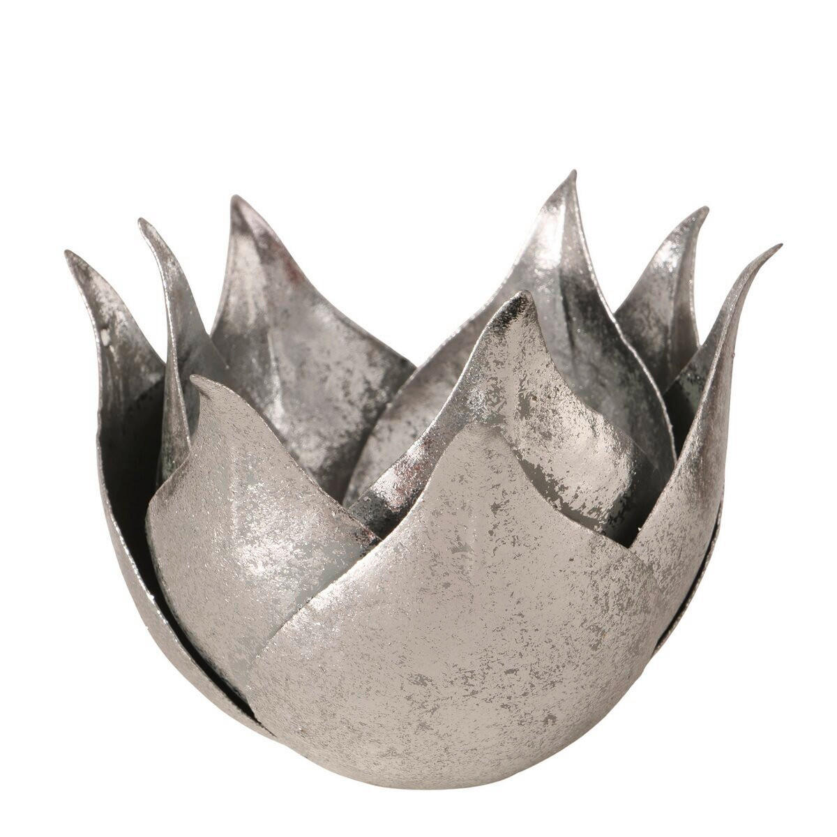 DEKORAČNÝ KVET  - strieborná, Basics, kov (12/12/8cm)