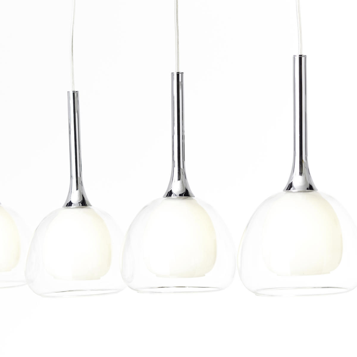 HÄNGELEUCHTE 91/120 cm  - Chromfarben/Weiß, KONVENTIONELL, Glas/Metall (91/120cm)