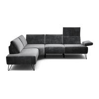 ECKSOFA Cosy Anthrazit Samt  - Anthrazit/Schwarz, Design, Textil/Metall (193/248-263cm) - SENSOO