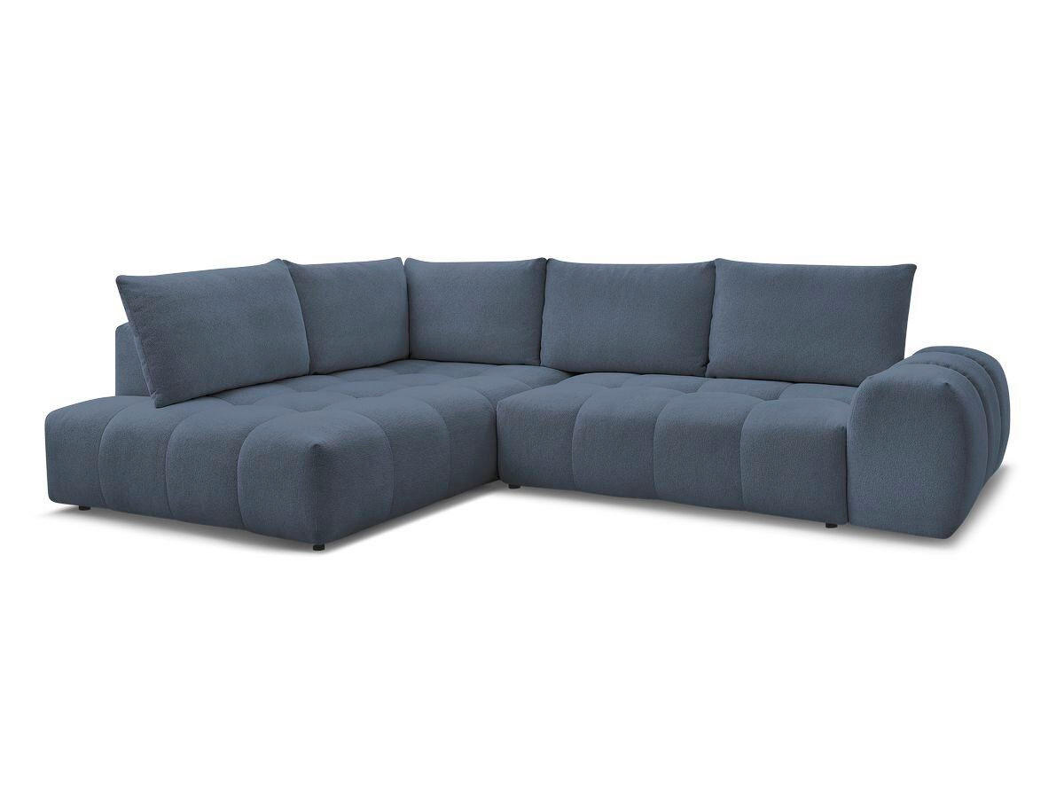 ECKSCHLAFSOFA EVEREST  mit Rücken echt, Armteil links, Armteil rechts Flachgewebe Dunkelblau  - Schwarz/Dunkelblau, MODERN, Kunststoff/Textil (320/212cm)