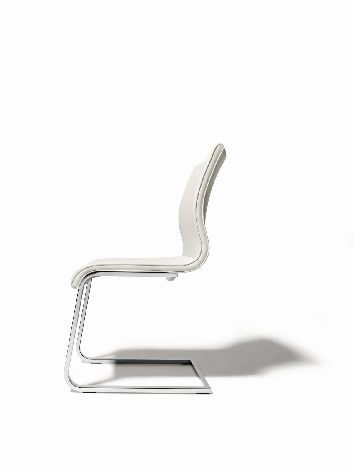 SCHWINGSTUHL  in Stahl Echtleder  - Edelstahlfarben/Weiß, Design, Leder/Metall (47/93/62cm) - Team 7