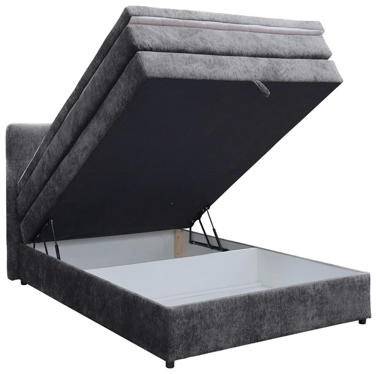 BOXSPRINGBETT 140/200 cm  in Grau  - Schwarz/Grau, Konventionell, Kunststoff/Textil (140/200cm) - Carryhome
