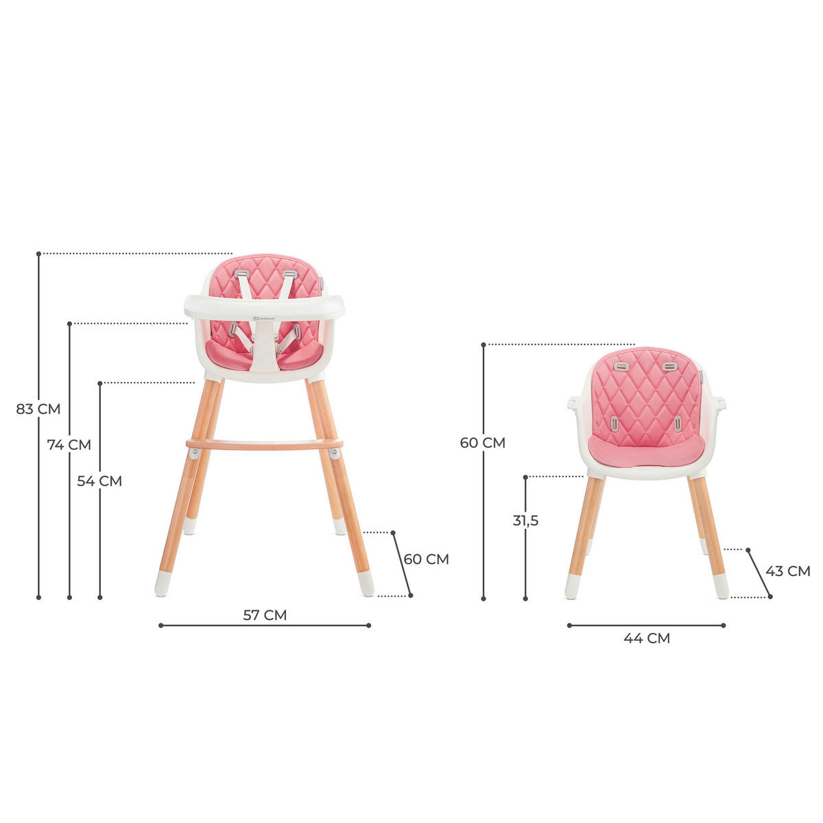 HOCHSTUHL Sienna Naturfarben, Rosa, Weiß Pink  - Naturfarben/Rosa, Basics, Holz/Kunststoff (57/83/60cm) - kinderkraft