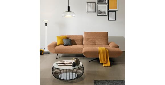 ECKSOFA  in Chenille Aprikose  280/170-195 cm  - Aprikose/Schwarz, Design, Textil/Metall (280/170-195cm) - Dieter Knoll