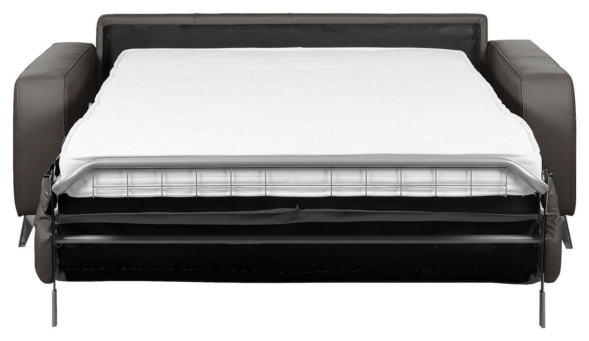 SCHLAFSOFA in Echtleder Dunkelbraun  - Dunkelbraun/Silberfarben, Design, Leder/Metall (204/84/104cm) - Livetastic