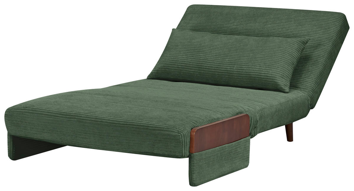 SCHLAFSESSEL Cord Grün    - Hellbraun/Grün, MODERN, Holz/Textil (107/82/91cm) - Livetastic