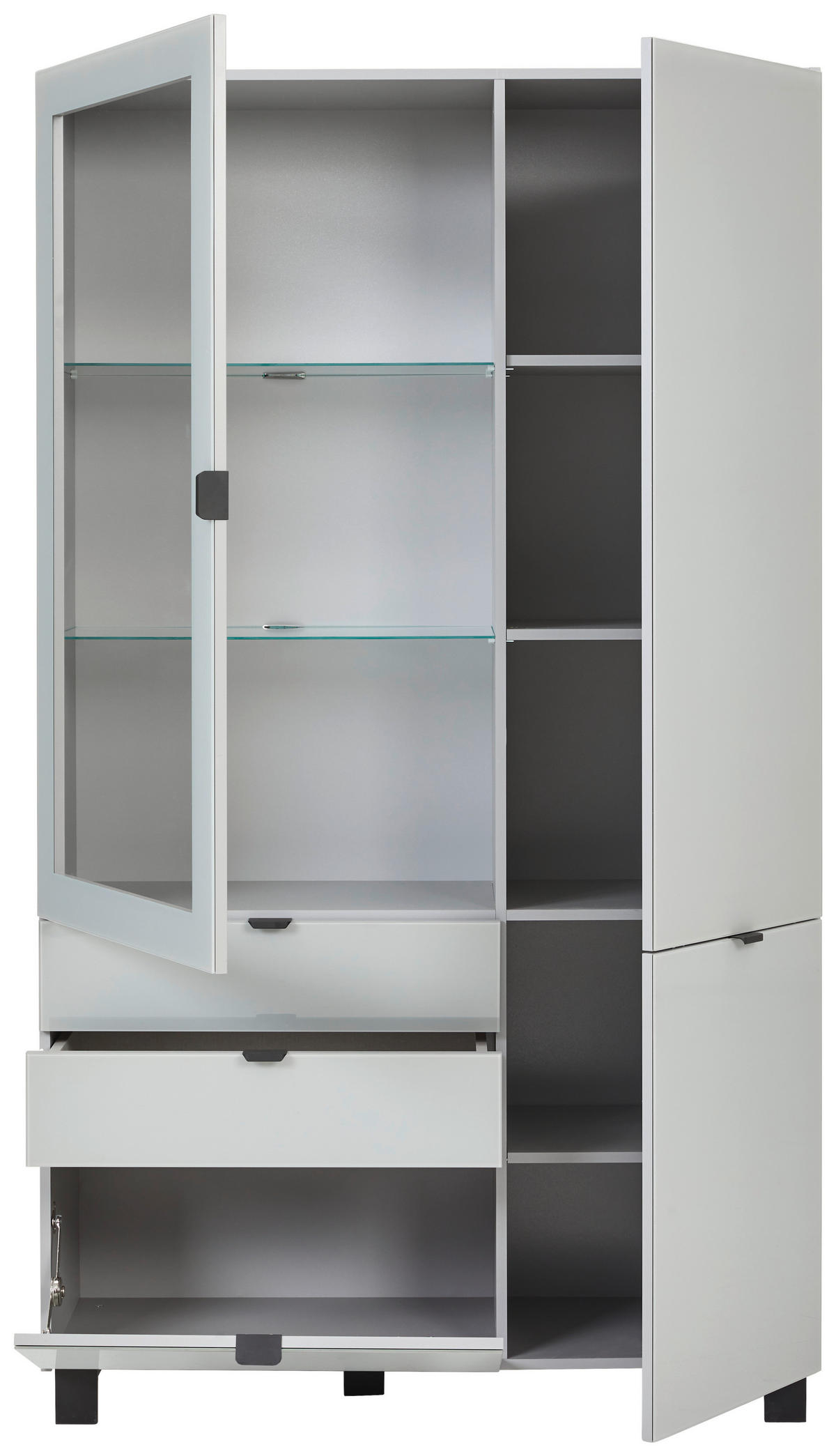 VITRINA, siva, svetlo siva - črna/siva, Design, kovina/umetna masa (109,7/190,7/41,4cm) - Hom`in