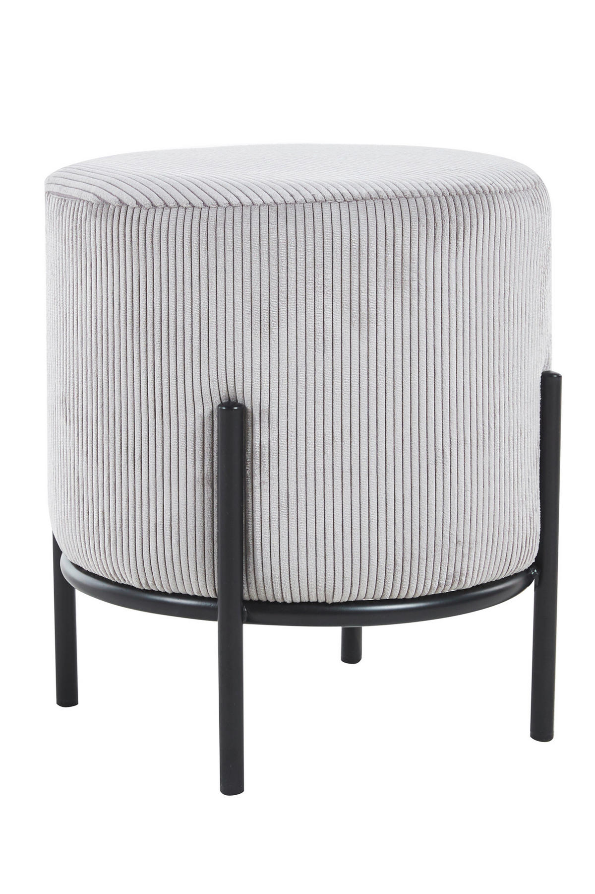 HOCKER in Textil Schwarz, Hellgrau  - Hellgrau/Schwarz, MODERN, Textil/Metall (35/38/35cm) - Livetastic