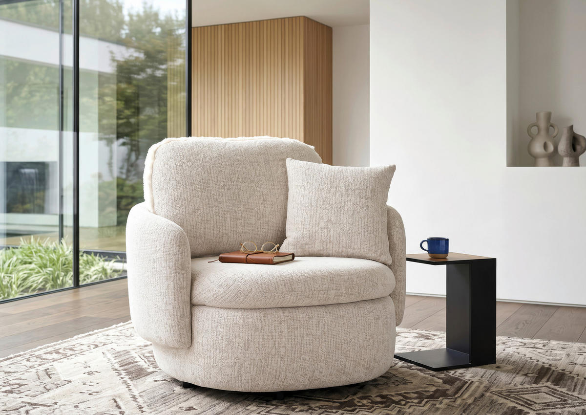 SESSEL in Chenille Beige  - Beige/Creme, Trend, Textil/Metall (103/70/100cm)