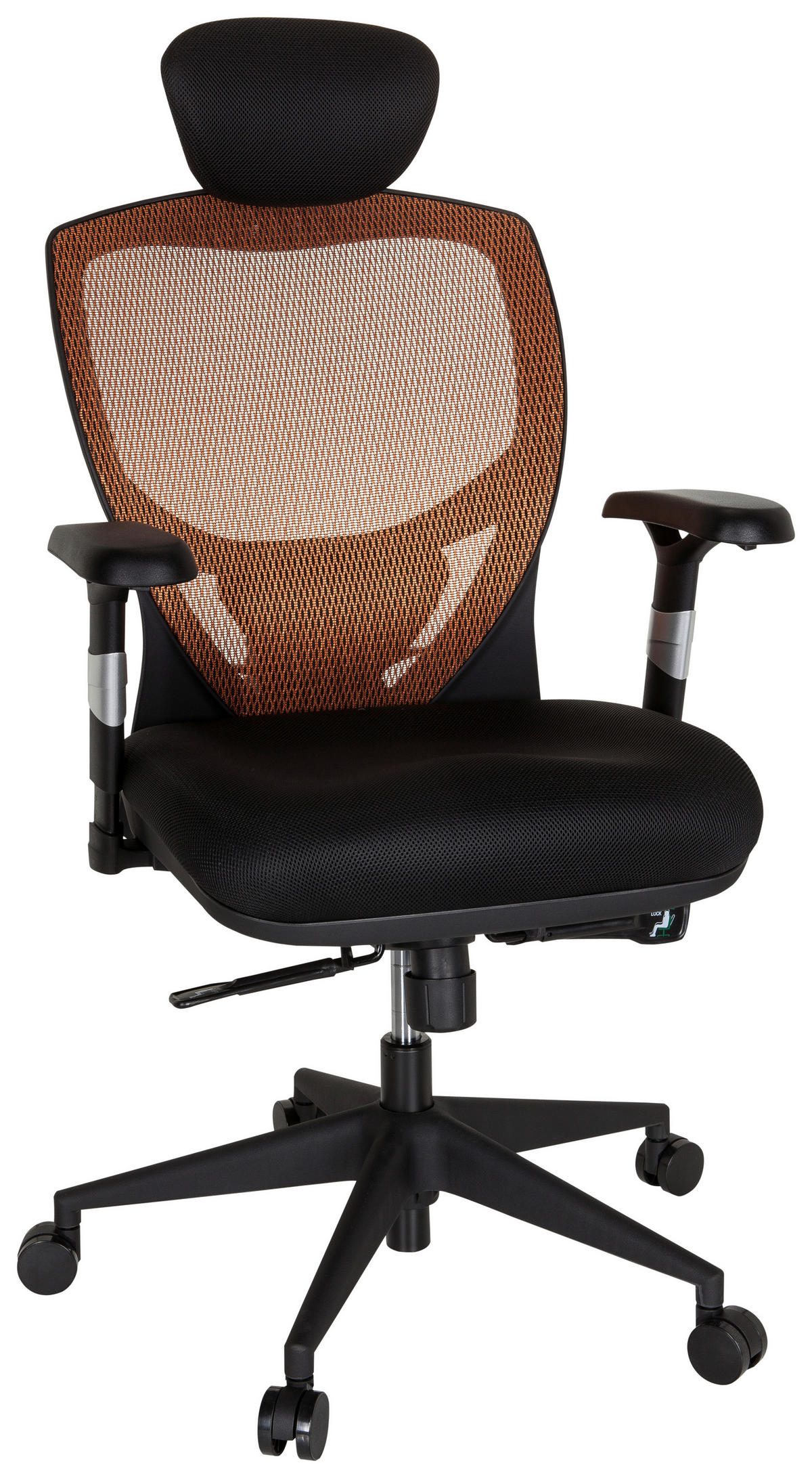 DREHSTUHL Netzbespannung, Flachgewebe Orange, Schwarz  - Schwarz/Orange, Basics, Kunststoff/Textil (66/117/65cm) - MID.YOU