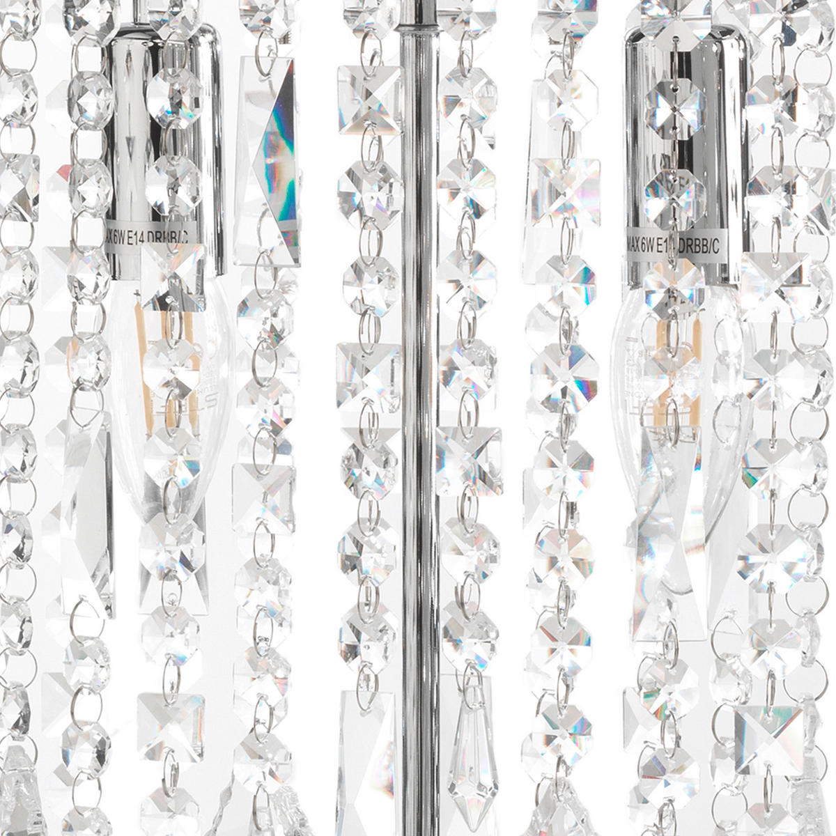 KRISTALL-TISCHLEUCHTE 25/45 cm   - Chromfarben, KONVENTIONELL, Glas/Metall (25/45cm)
