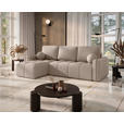 ECKSOFA Creme Flachgewebe Zierkissen, Rückenkissen, Bettkasten, Schlaffunktion, Rücken echt, Liegefläche im Originalstoff  - Creme/Schwarz, MODERN, Kunststoff/Textil (142/240cm) - Carryhome