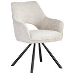 ARMLEHNSTUHL  in Eisen Teddystoff  - Perlmutt/Schwarz, Design, Textil/Metall (60/85/63cm) - Ambia Home