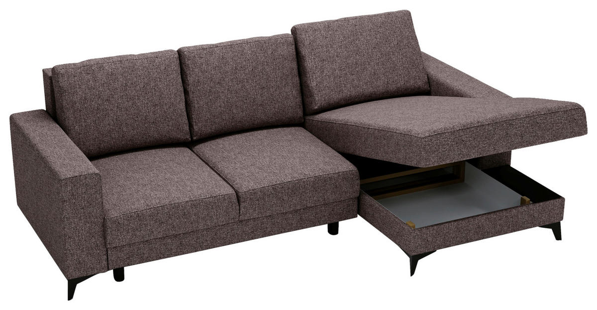 ECKSOFA in Flachgewebe Braun  - Schwarz/Braun, Design, Textil/Metall (244/156cm) - Livetastic