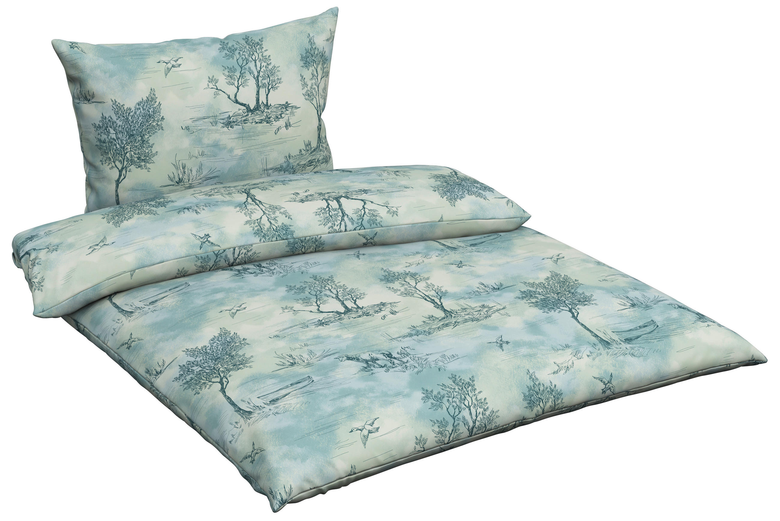 POSTEĽNÁ BIELIZEŇ, flanel, modrá, béžová, 140/200 cm - modrá/béžová, Konventionell, textil (140/200cm) - Esposa