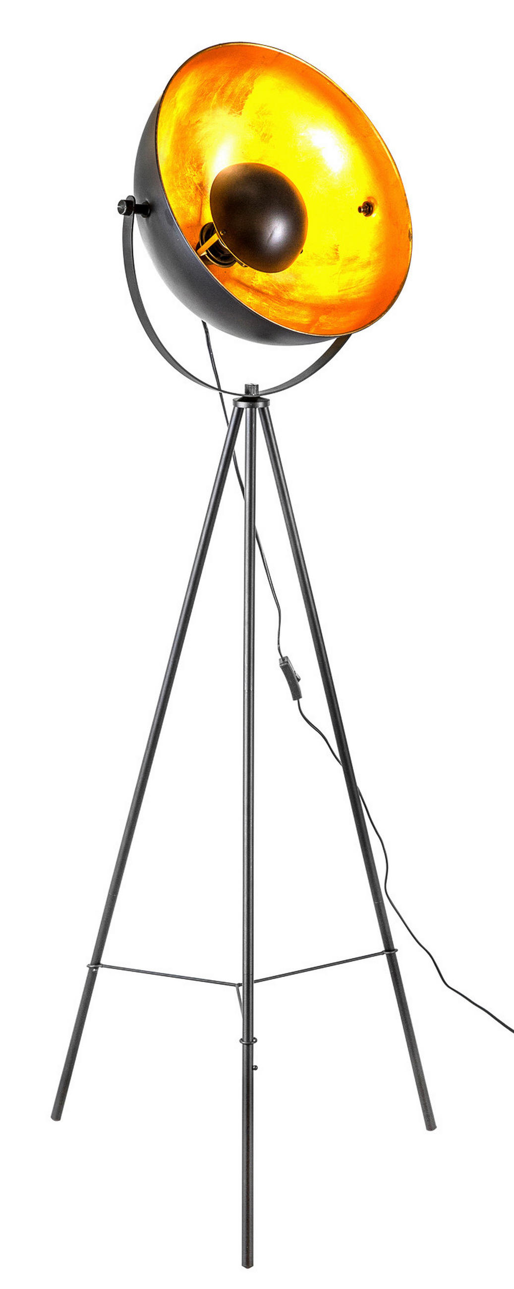 STEHLEUCHTE - Goldfarben/Schwarz, Design, Metall (38,5/153cm) - Globo