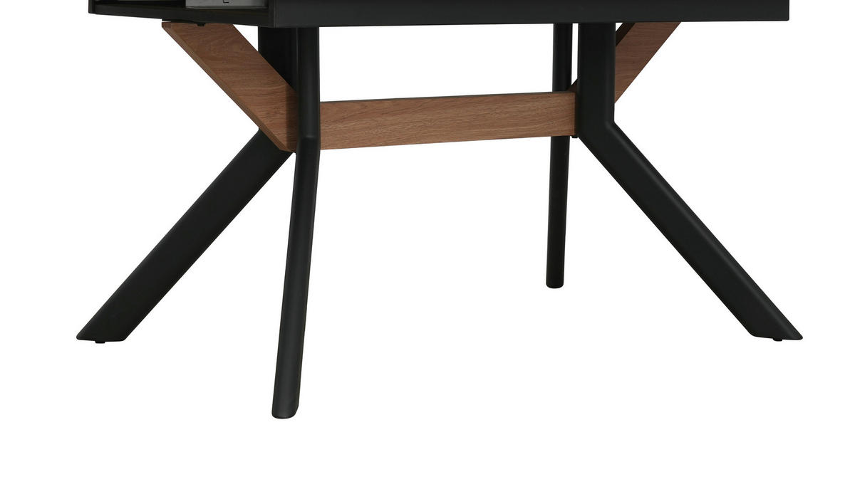 ESSTISCH 160/200/95/76 cm Nachbildung  Metall, Holzwerkstoff ausziehbar rechteckig Naturfarben, Schwarz  - Schwarz/Naturfarben, MODERN, Holzwerkstoff/Metall (160/200/95/76cm) - Livetastic