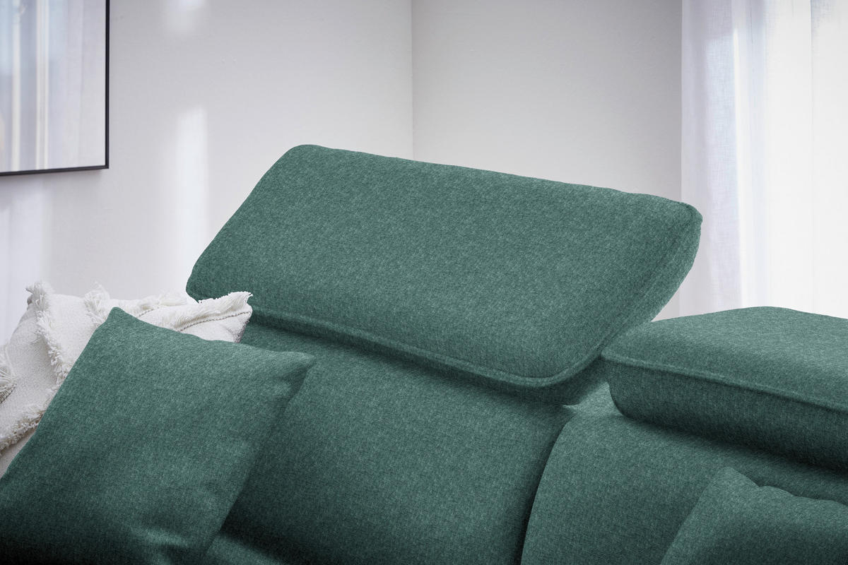 CloseUp von Stylife ECKSOFA Dunkelgrün Samt.