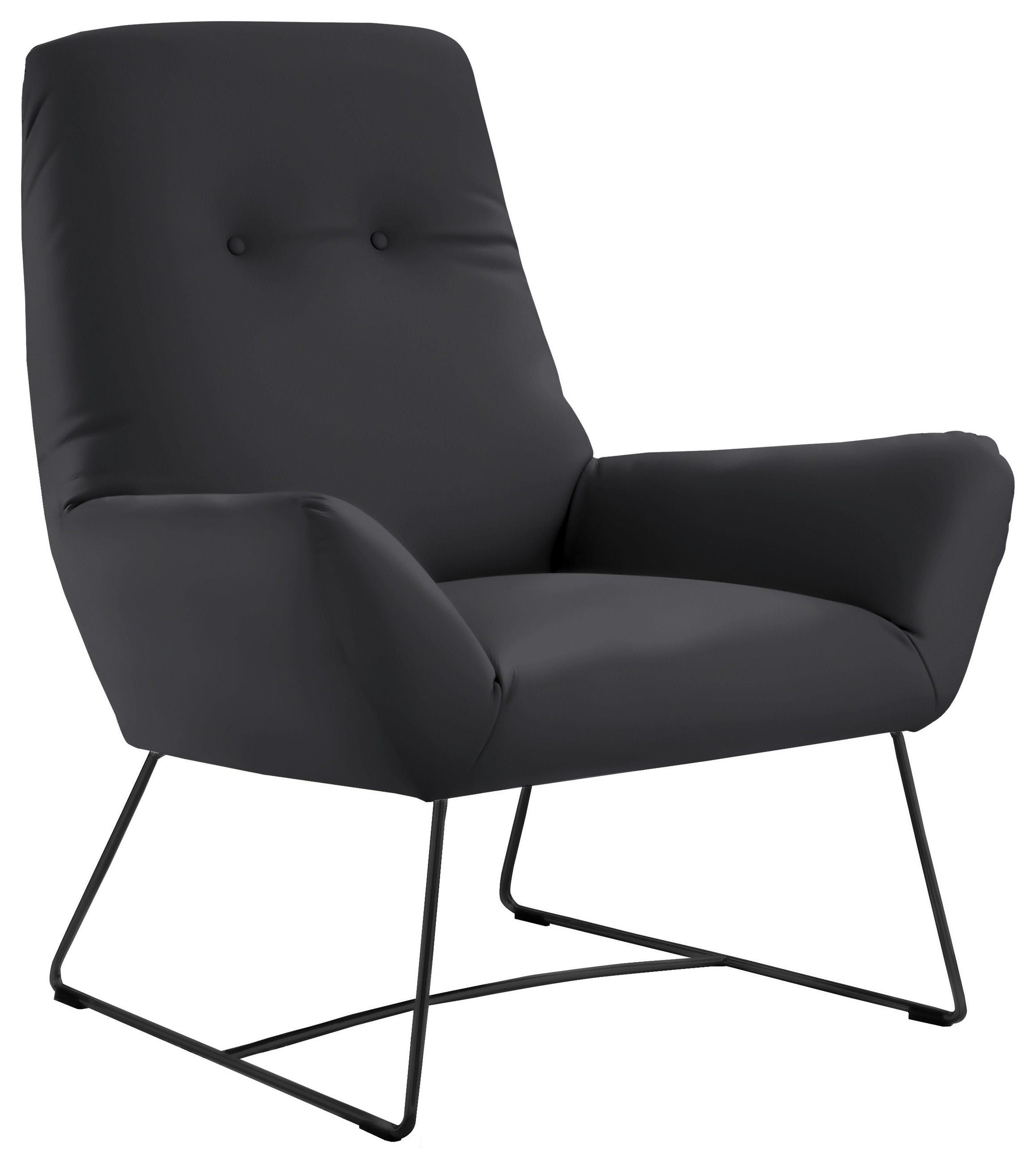 SESSEL Echtleder Dunkelgrau, Fango    - Fango/Dunkelgrau, Design, Leder/Metall (82/102/81cm) - Pure Home Lifestyle