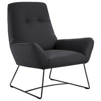 SESSEL in Echtleder Dunkelgrau, Fango  - Fango/Dunkelgrau, Design, Leder/Metall (82/102/81cm) - Pure Home Lifestyle