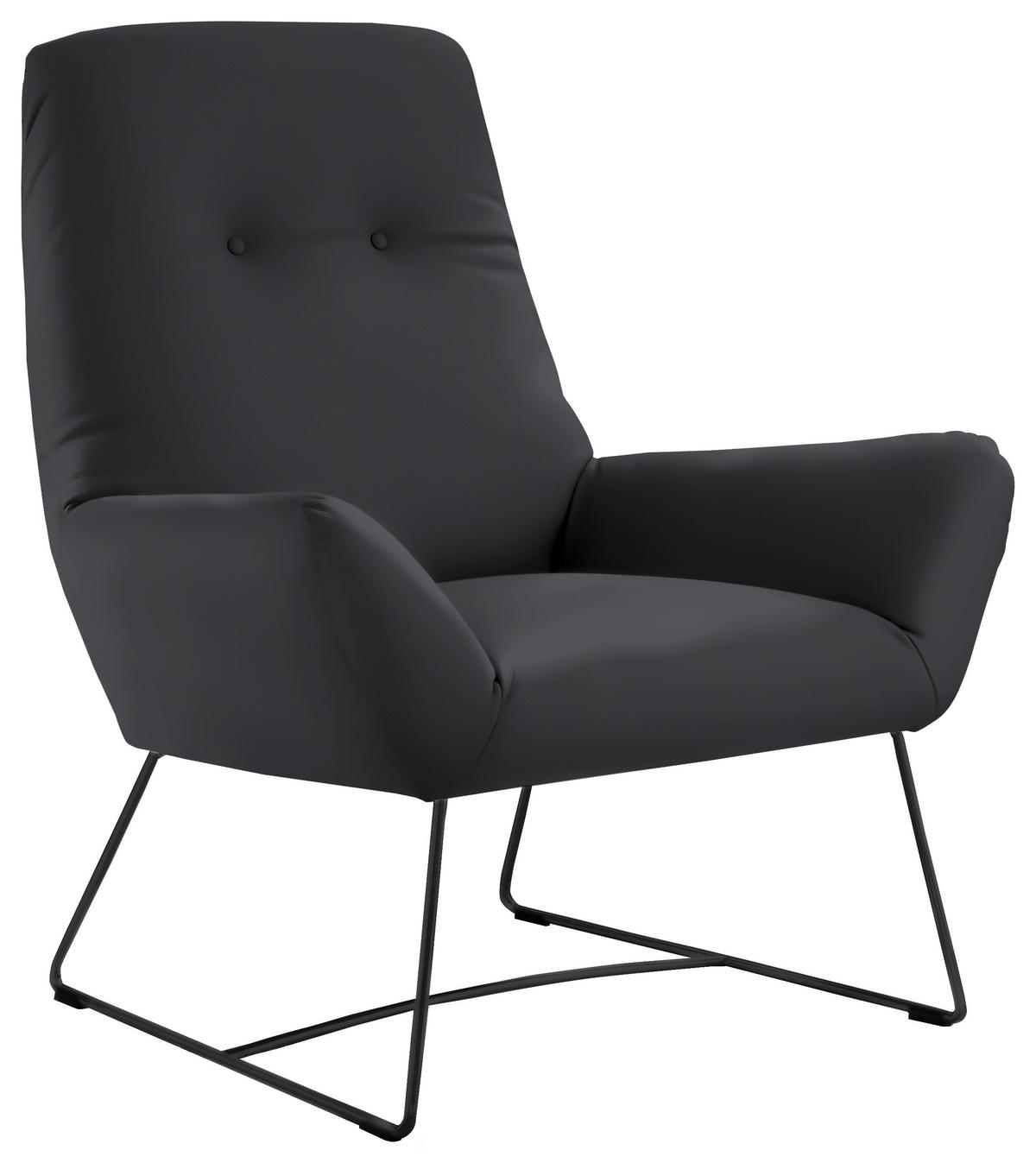 SESSEL in Echtleder Dunkelgrau, Fango  - Fango/Dunkelgrau, Design, Leder/Metall (82/102/81cm) - Pure Home Lifestyle