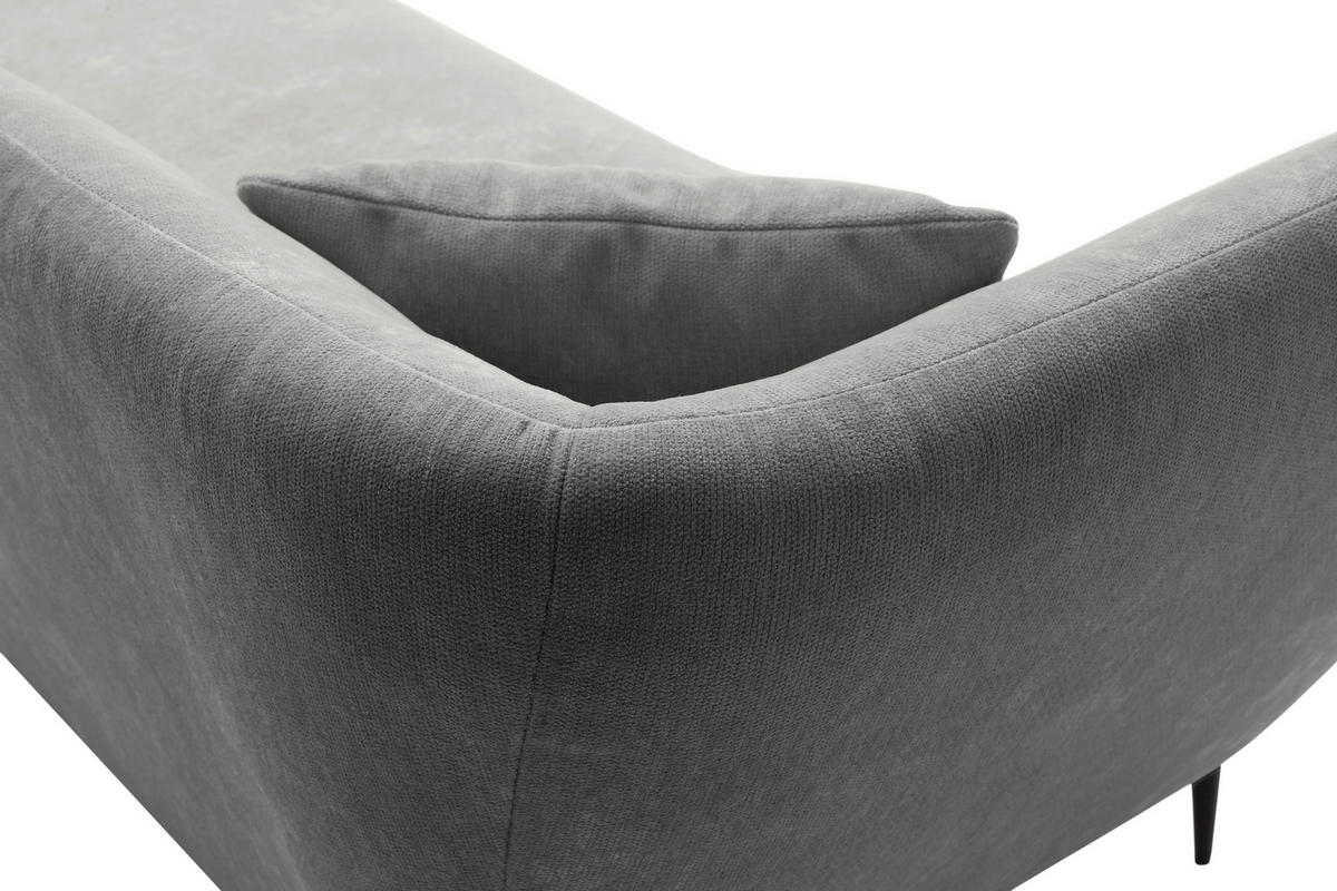 RÉCAMIERE Platinfarben Chenille Zierkissen, Rücken echt  - Platinfarben/Schwarz, KONVENTIONELL, Textil/Metall (224/70/97cm) - Hom`in