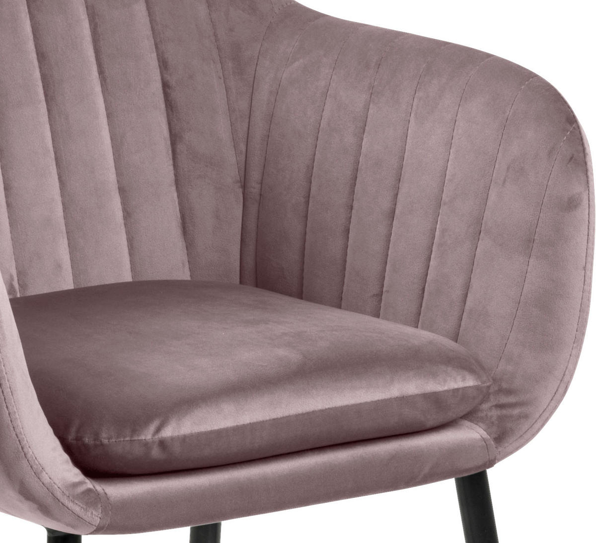 ARMLEHNSTUHL  in Velours  - Schwarz/Altrosa, Trend, Textil/Metall (57/83/59cm) - Ambia Home