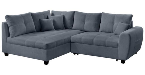 ECKSOFA Grau Plüsch Zierkissen, Rückenkissen, Schlaffunktion, Rücken echt  - Schwarz/Grau, KONVENTIONELL, Kunststoff/Textil (175/249cm) - Carryhome