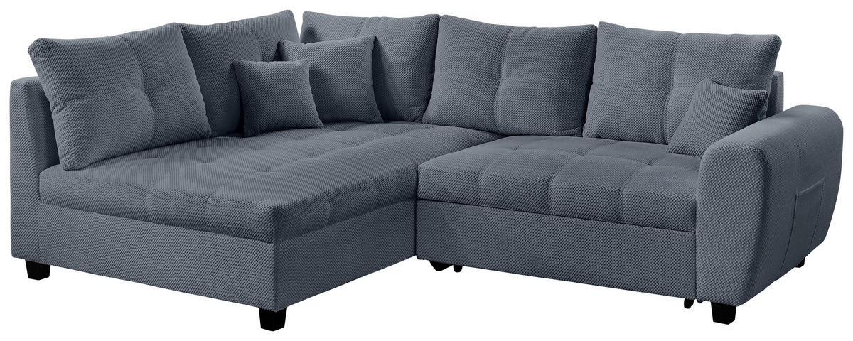 ECKSOFA Grau Plüsch  - Schwarz/Grau, KONVENTIONELL, Kunststoff/Textil (175/249cm) - Carryhome