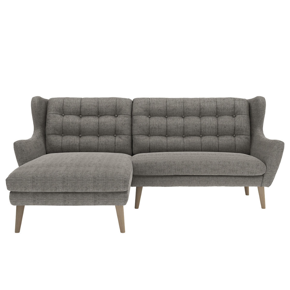 ECKSOFA in Webstoff Dunkelgrau  - Eichefarben/Dunkelgrau, Konventionell, Holz/Textil (250/107/173cm) - Trendmanufaktur