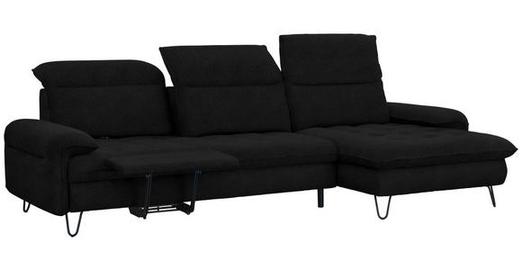 ECKSOFA in Webstoff Schwarz  - Schwarz, LIFESTYLE, Textil/Metall (310/180cm) - Valnatura