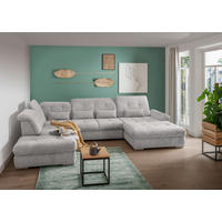 WOHNLANDSCHAFT in Chenille Grau  - Chromfarben/Grau, MODERN, Textil/Metall (254/376/195cm) - Livetastic