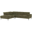 ECKSOFA Grün Chenille Kopfteilverstellung, Sitztiefenverstellung  - Schwarz/Grün, Design, Textil/Metall (243/307cm) - Xora