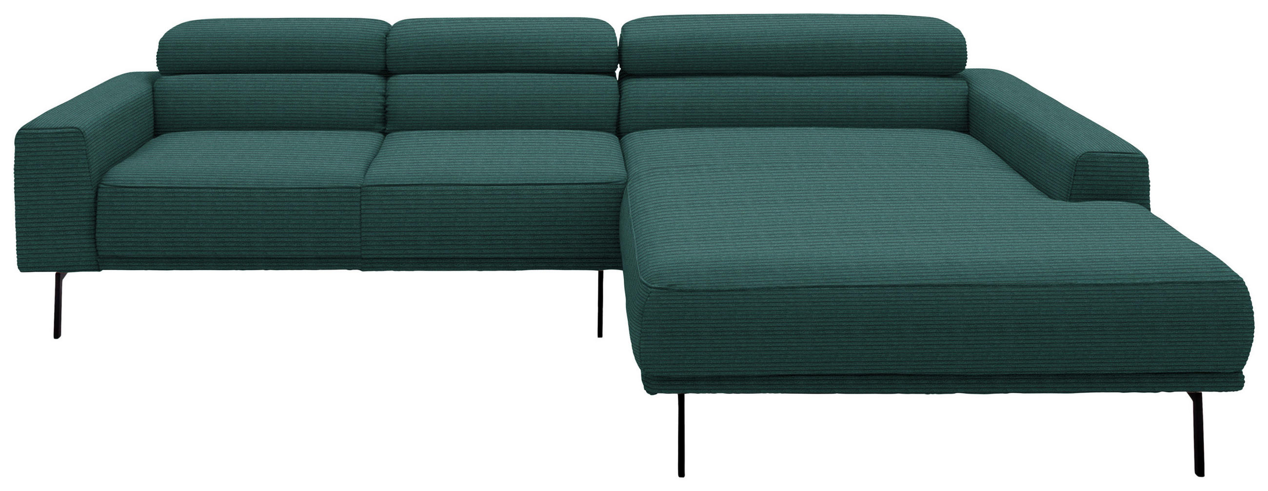 ECKSOFA Cord Waldgrün  - Waldgrün/Schwarz, Design, Textil/Metall (293/215-217cm) - Schöner Wohnen