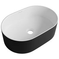 WASCHBECKEN  - Weiss/Schwarz, Basics, Stein (45/14/30cm) - Dieter Knoll
