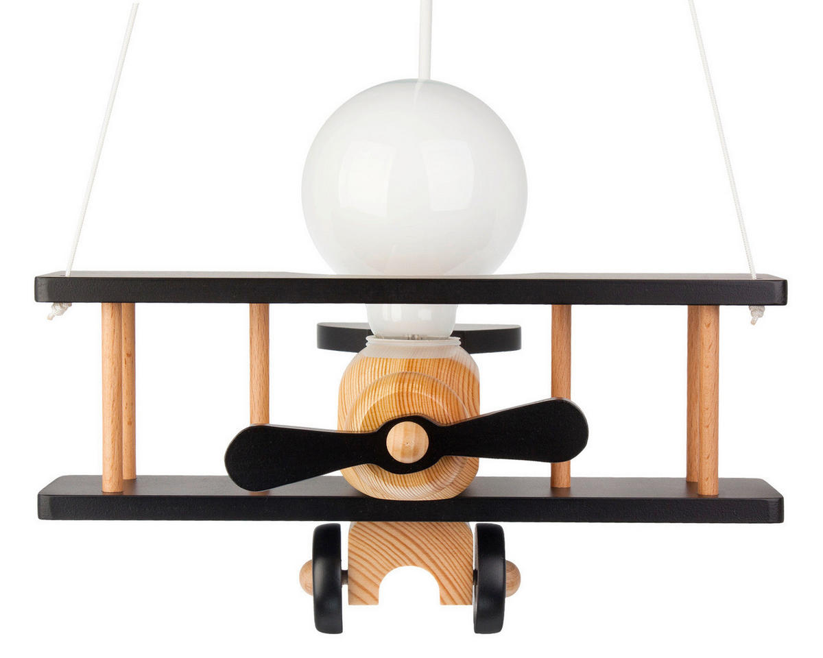 KINDERHÄNGELEUCHTE 29/31/75 cm   - Schwarz/Naturfarben, KONVENTIONELL, Holz (29/31/75cm)