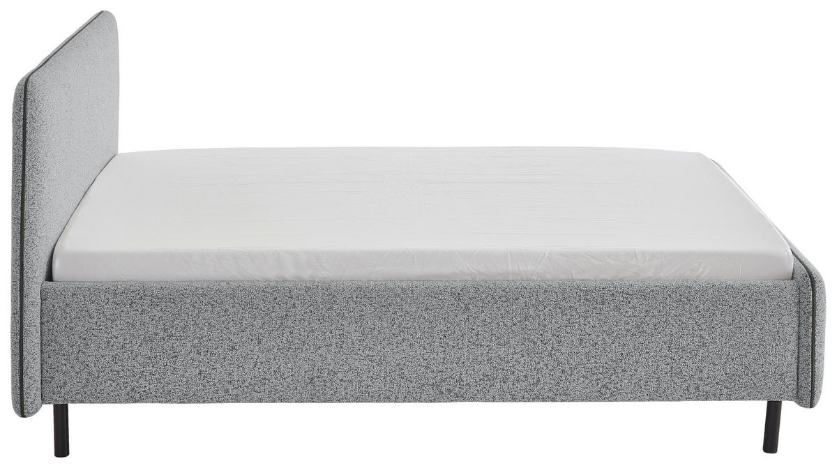 POLSTERBETT PRIMO 140/200 cm  in Hellgrau, Grau  - Hellgrau/Schwarz, Design, Textil/Metall (140/200cm) - Xora