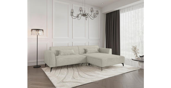 ECKSOFA  in Chenille Naturfarben Rückenkissen  300/190 cm  - Hellbraun/Schwarz, MODERN, Textil/Metall (300/190cm) - Carryhome