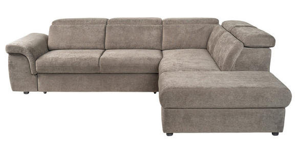 ECKSOFA Taupe Flachgewebe  inkl. Bettkasten, Schlaffunktion, Rücken echt, Liegefläche im Originalstoff  - Taupe/Schwarz, KONVENTIONELL, Kunststoff/Textil (280/235cm) - Carryhome