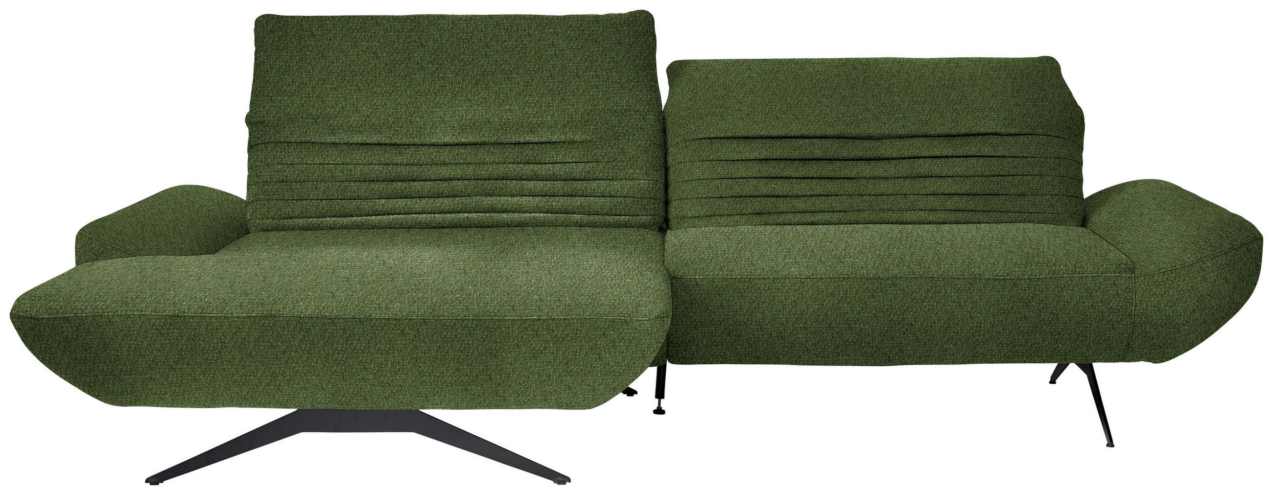 ECKSOFA  in Chenille Grün  170-195/280 cm  - Schwarz/Grün, Design, Textil/Metall (170-195/280cm) - Dieter Knoll