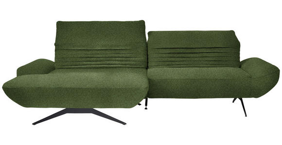 ECKSOFA  in Chenille Grün  170-195/280 cm  - Schwarz/Grün, Design, Textil/Metall (170-195/280cm) - Dieter Knoll