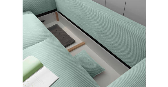 SCHLAFSOFA mit Stoffauswahl, Liegefunktion, Rücken echt Cord Salbeigrün - Salbeigrün/Schwarz, KONVENTIONELL, Kunststoff/Textil (247/95/125cm) - Hom`in