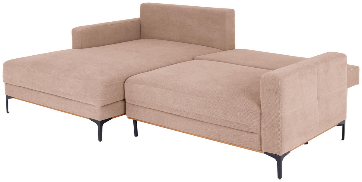 ECKSOFA in Rosa  - Schwarz/Rosa, Modern, Textil/Metall (162/238cm) - Ondega