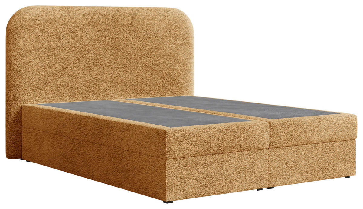 BOXBETT 140/200 cm,  in Rostfarben, Bettkasten, Topper, H2 + H3 = mittel + fest  - Rostfarben/Schwarz, MODERN, Holz/Kunststoff (140/200cm) - MID.YOU