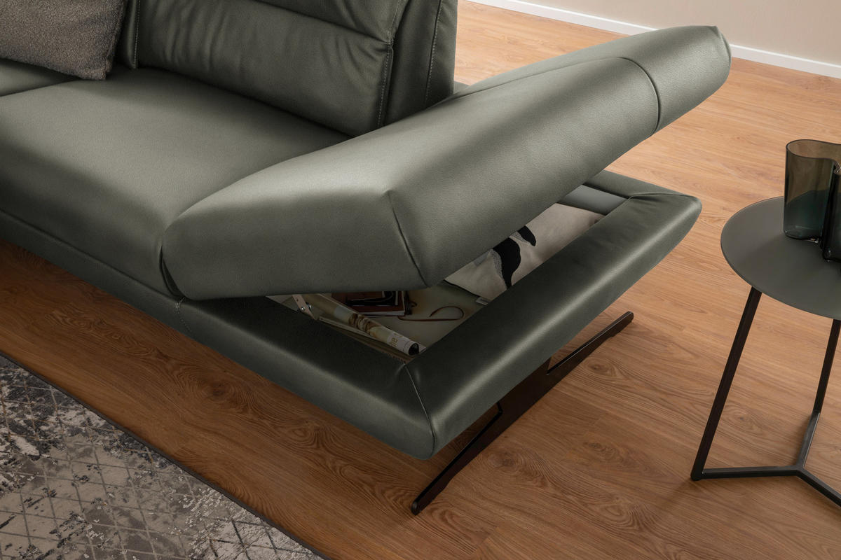 ECKSOFA Grau Echtleder  - Schwarz/Grau, Design, Leder/Metall (286/258cm) - Schöner Wohnen